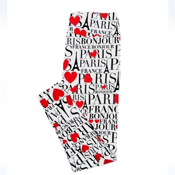 LulaRoe Women's SZ TC Paris Eiffel Tower 🗼 Valentine ❤️ Soft Comfy Leggings - Picture 1 of 10